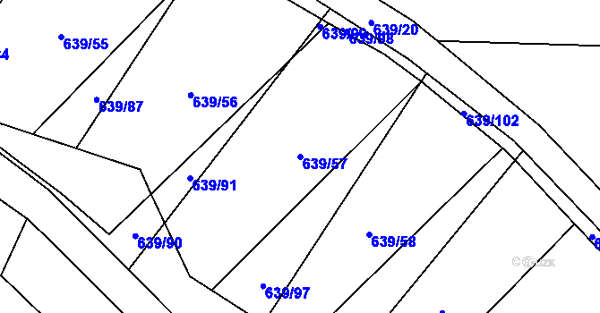 Parcela st. 639/57 v KÚ Okrouhlá u Boskovic, Katastrální mapa