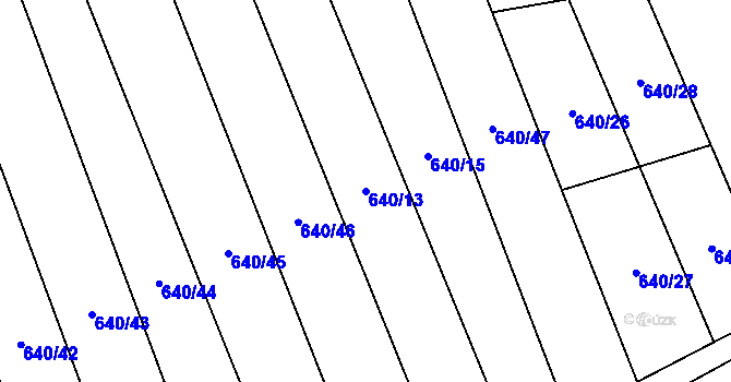 Parcela st. 640/13 v KÚ Okrouhlá u Boskovic, Katastrální mapa