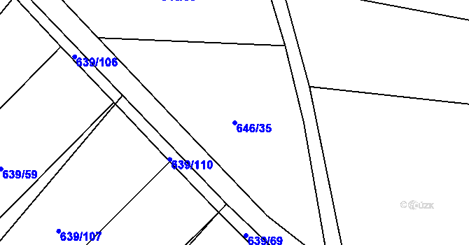 Parcela st. 646/35 v KÚ Okrouhlá u Boskovic, Katastrální mapa