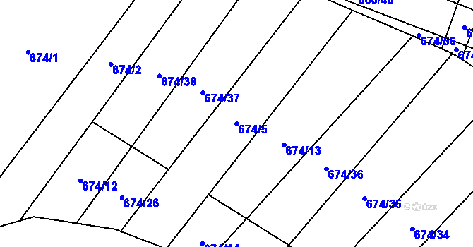 Parcela st. 674/5 v KÚ Okrouhlá u Boskovic, Katastrální mapa