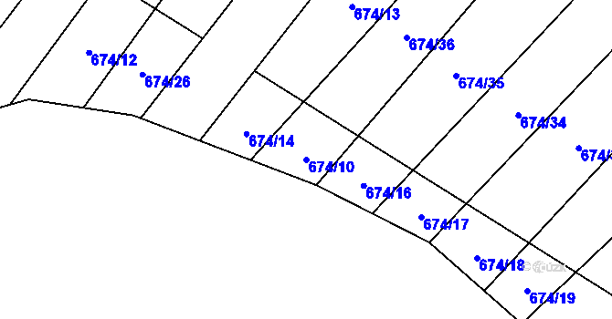 Parcela st. 674/10 v KÚ Okrouhlá u Boskovic, Katastrální mapa