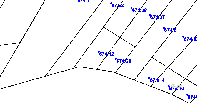 Parcela st. 674/12 v KÚ Okrouhlá u Boskovic, Katastrální mapa