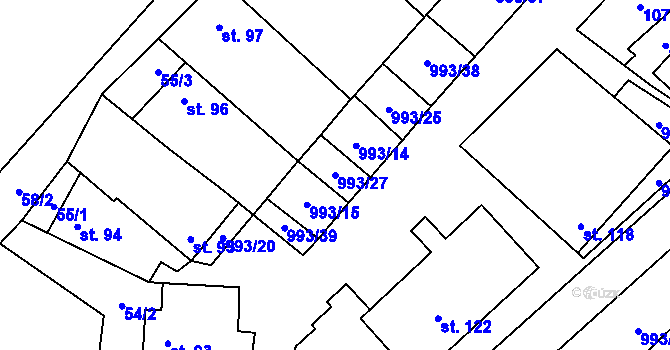 Parcela st. 993/27 v KÚ Okrouhlá u Boskovic, Katastrální mapa