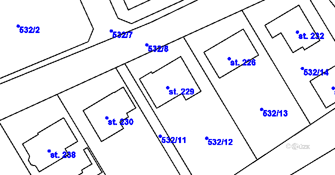 Parcela st. 229 v KÚ Okrouhlá u Boskovic, Katastrální mapa