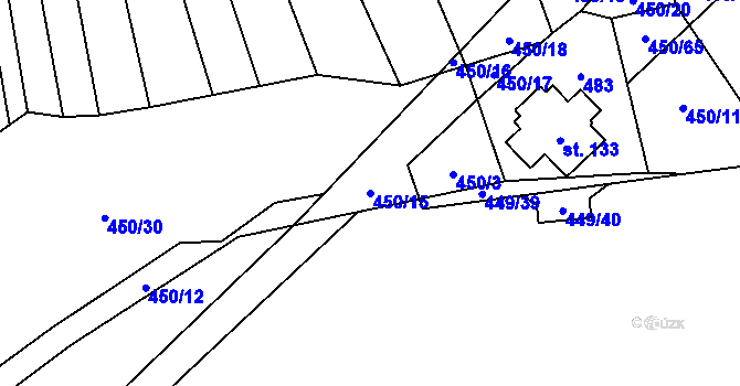 Parcela st. 450/15 v KÚ Okrouhlá u Boskovic, Katastrální mapa