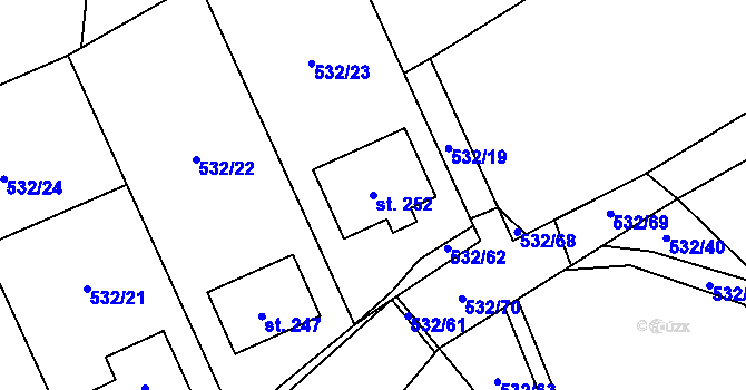 Parcela st. 252 v KÚ Okrouhlá u Boskovic, Katastrální mapa