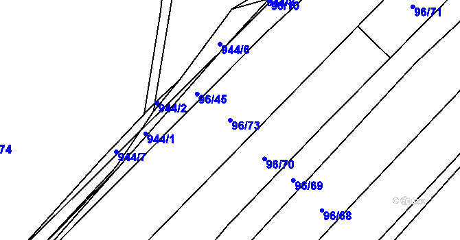 Parcela st. 96/73 v KÚ Okrouhlá u Boskovic, Katastrální mapa