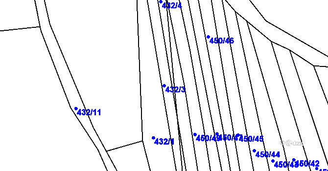 Parcela st. 432/3 v KÚ Okrouhlá u Boskovic, Katastrální mapa