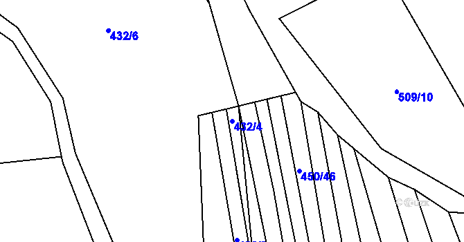 Parcela st. 432/4 v KÚ Okrouhlá u Boskovic, Katastrální mapa