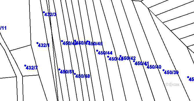 Parcela st. 450/44 v KÚ Okrouhlá u Boskovic, Katastrální mapa
