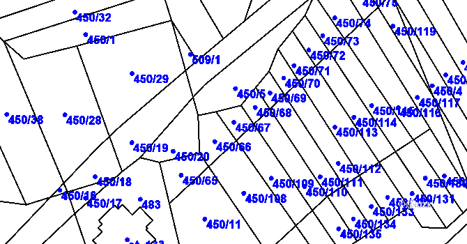 Parcela st. 450/67 v KÚ Okrouhlá u Boskovic, Katastrální mapa