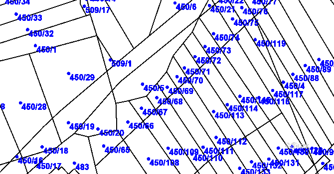 Parcela st. 450/69 v KÚ Okrouhlá u Boskovic, Katastrální mapa