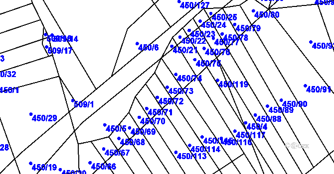 Parcela st. 450/73 v KÚ Okrouhlá u Boskovic, Katastrální mapa