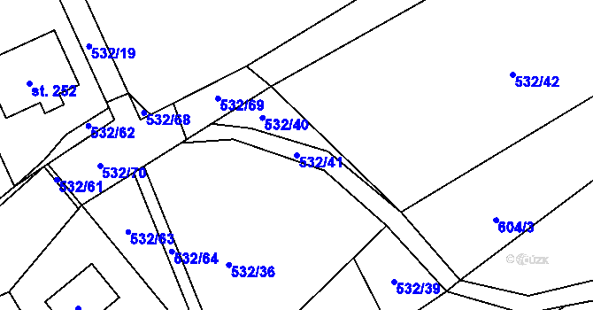Parcela st. 532/41 v KÚ Okrouhlá u Boskovic, Katastrální mapa
