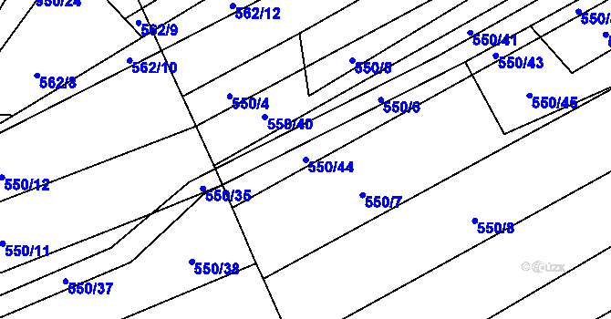Parcela st. 550/44 v KÚ Okrouhlá u Boskovic, Katastrální mapa