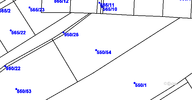 Parcela st. 550/54 v KÚ Okrouhlá u Boskovic, Katastrální mapa