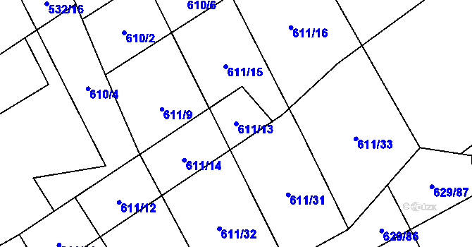 Parcela st. 611/13 v KÚ Okrouhlá u Boskovic, Katastrální mapa