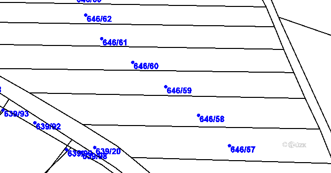 Parcela st. 646/59 v KÚ Okrouhlá u Boskovic, Katastrální mapa