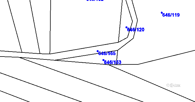 Parcela st. 646/165 v KÚ Okrouhlá u Boskovic, Katastrální mapa