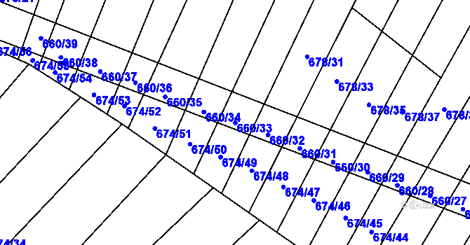 Parcela st. 660/33 v KÚ Okrouhlá u Boskovic, Katastrální mapa