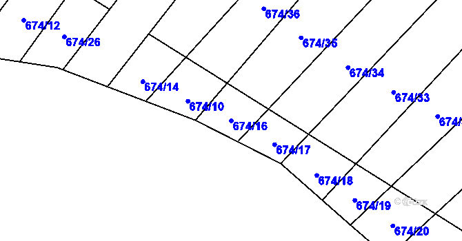 Parcela st. 674/16 v KÚ Okrouhlá u Boskovic, Katastrální mapa