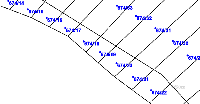 Parcela st. 674/19 v KÚ Okrouhlá u Boskovic, Katastrální mapa