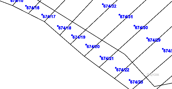 Parcela st. 674/20 v KÚ Okrouhlá u Boskovic, Katastrální mapa
