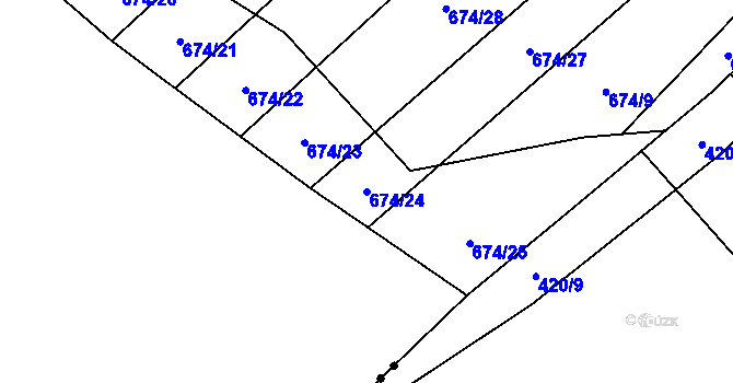 Parcela st. 674/24 v KÚ Okrouhlá u Boskovic, Katastrální mapa
