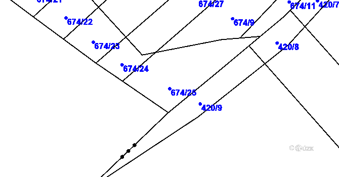Parcela st. 674/25 v KÚ Okrouhlá u Boskovic, Katastrální mapa