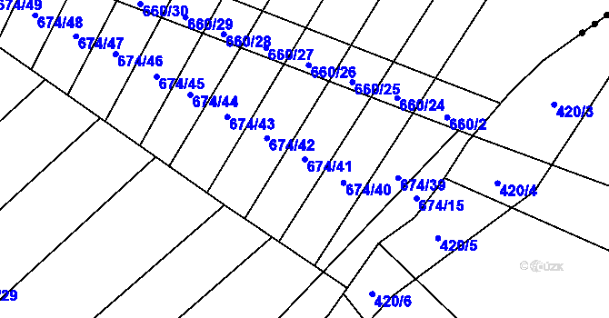 Parcela st. 674/41 v KÚ Okrouhlá u Boskovic, Katastrální mapa