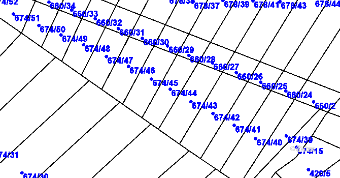 Parcela st. 674/44 v KÚ Okrouhlá u Boskovic, Katastrální mapa