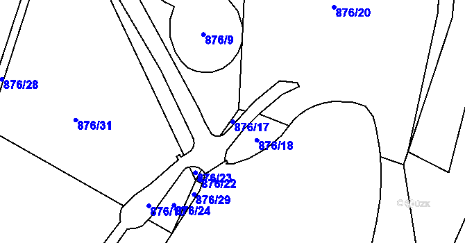 Parcela st. 876/17 v KÚ Okrouhlá u Boskovic, Katastrální mapa