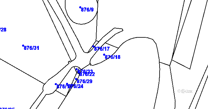 Parcela st. 876/18 v KÚ Okrouhlá u Boskovic, Katastrální mapa