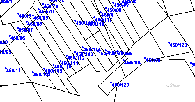 Parcela st. 450/130 v KÚ Okrouhlá u Boskovic, Katastrální mapa
