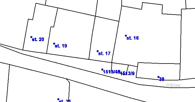 Parcela st. 17 v KÚ Okrouhlé Hradiště, Katastrální mapa