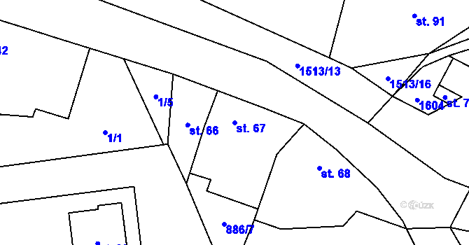 Parcela st. 67 v KÚ Okrouhlé Hradiště, Katastrální mapa