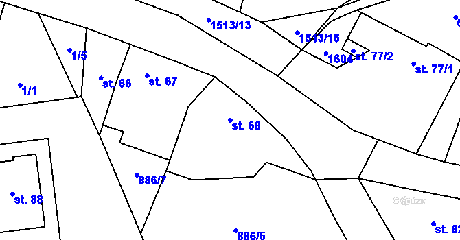 Parcela st. 68 v KÚ Okrouhlé Hradiště, Katastrální mapa