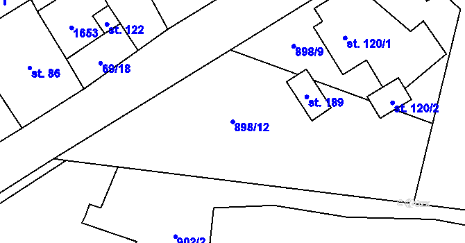 Parcela st. 898/12 v KÚ Okrouhlé Hradiště, Katastrální mapa
