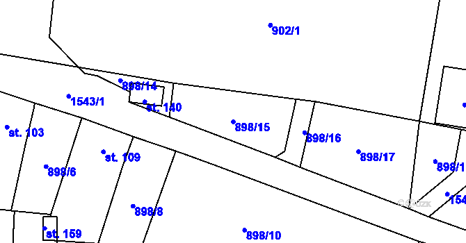 Parcela st. 898/15 v KÚ Okrouhlé Hradiště, Katastrální mapa