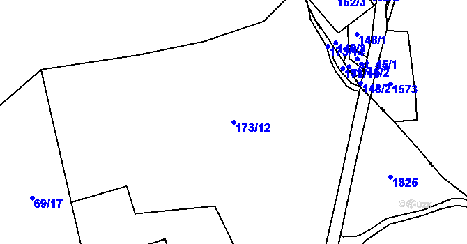 Parcela st. 173/12 v KÚ Okrouhlé Hradiště, Katastrální mapa