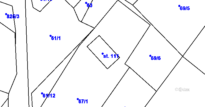 Parcela st. 111 v KÚ Babice u Okrouhlice, Katastrální mapa