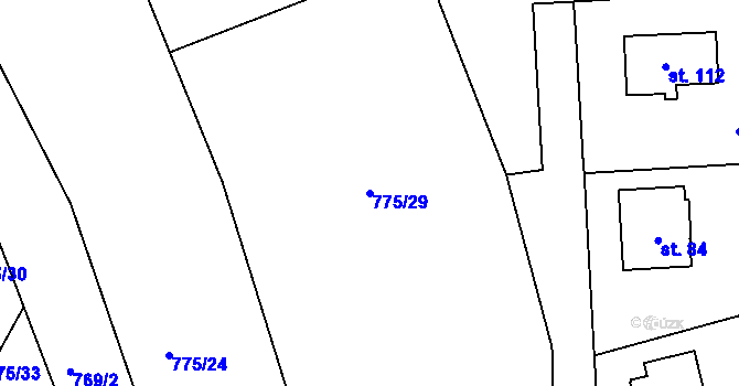 Parcela st. 775/29 v KÚ Babice u Okrouhlice, Katastrální mapa