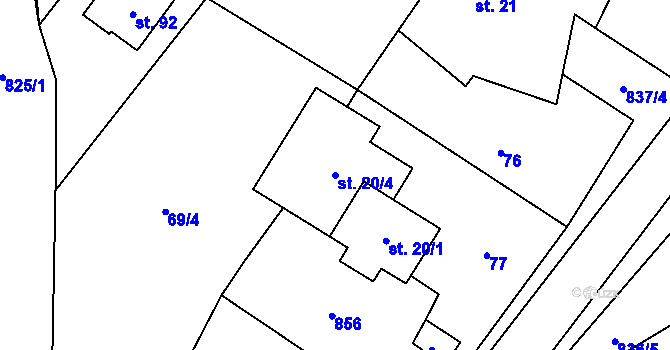 Parcela st. 20/4 v KÚ Babice u Okrouhlice, Katastrální mapa
