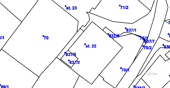 Parcela st. 22 v KÚ Babice u Okrouhlice, Katastrální mapa