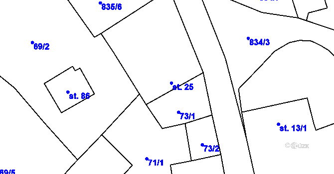 Parcela st. 25 v KÚ Babice u Okrouhlice, Katastrální mapa