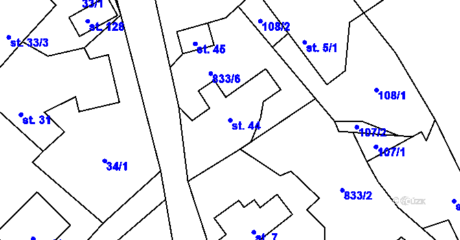 Parcela st. 44 v KÚ Babice u Okrouhlice, Katastrální mapa