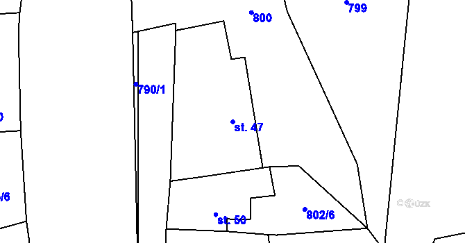 Parcela st. 47 v KÚ Babice u Okrouhlice, Katastrální mapa