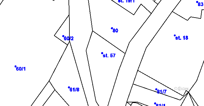 Parcela st. 57 v KÚ Babice u Okrouhlice, Katastrální mapa