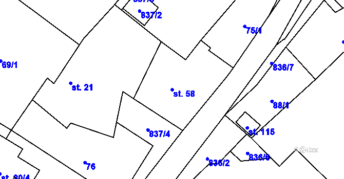 Parcela st. 58 v KÚ Babice u Okrouhlice, Katastrální mapa