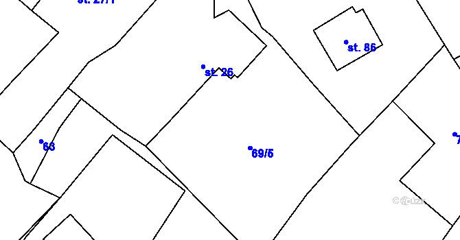 Parcela st. 69/5 v KÚ Babice u Okrouhlice, Katastrální mapa